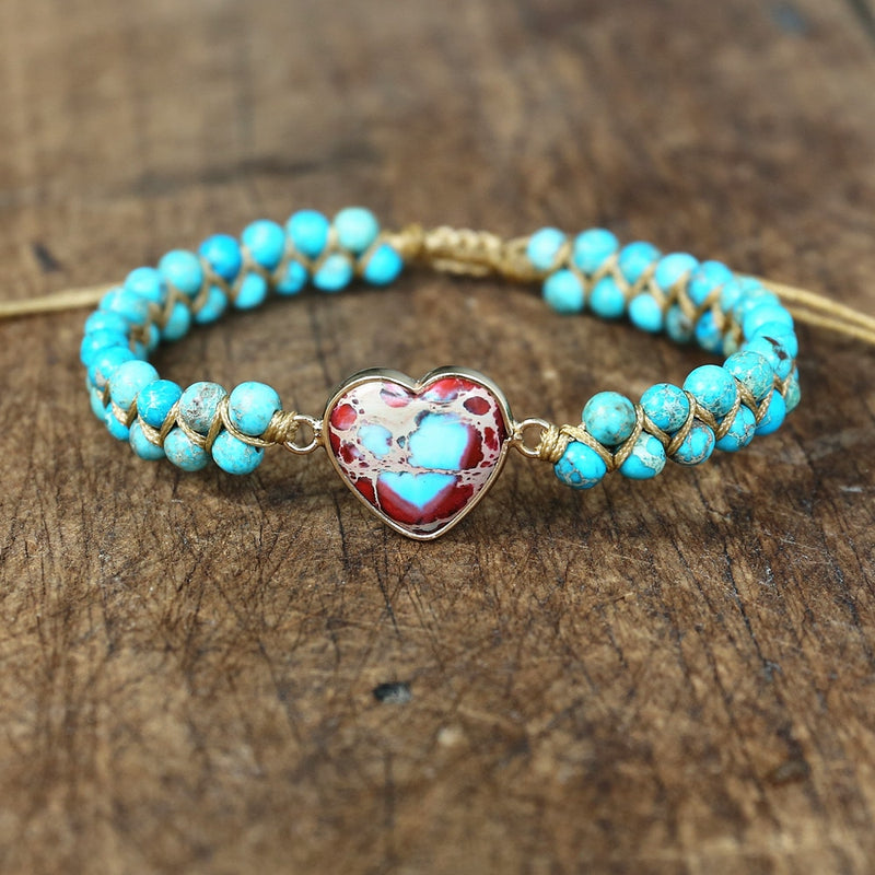 Handmade Heart Charm Turquoise Bracelets
